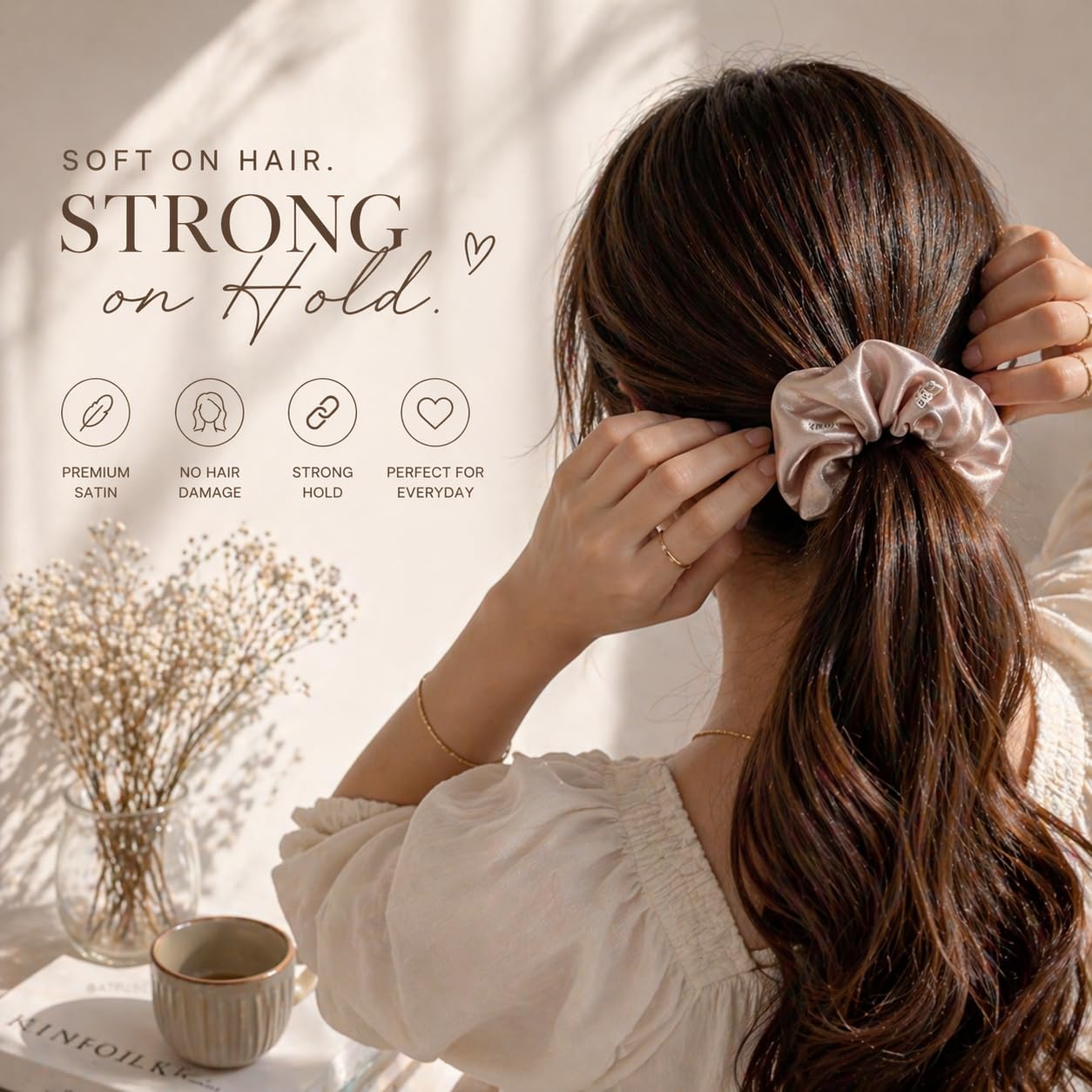 Atrube's Satin Silk Scrunchies for Women or Girls, Hair Ties, Ponytail Holder, Women Hair Accessories,Ponytail holders for girls Fluffy Scrunchy Best Gift for Girls, women,sisters 4