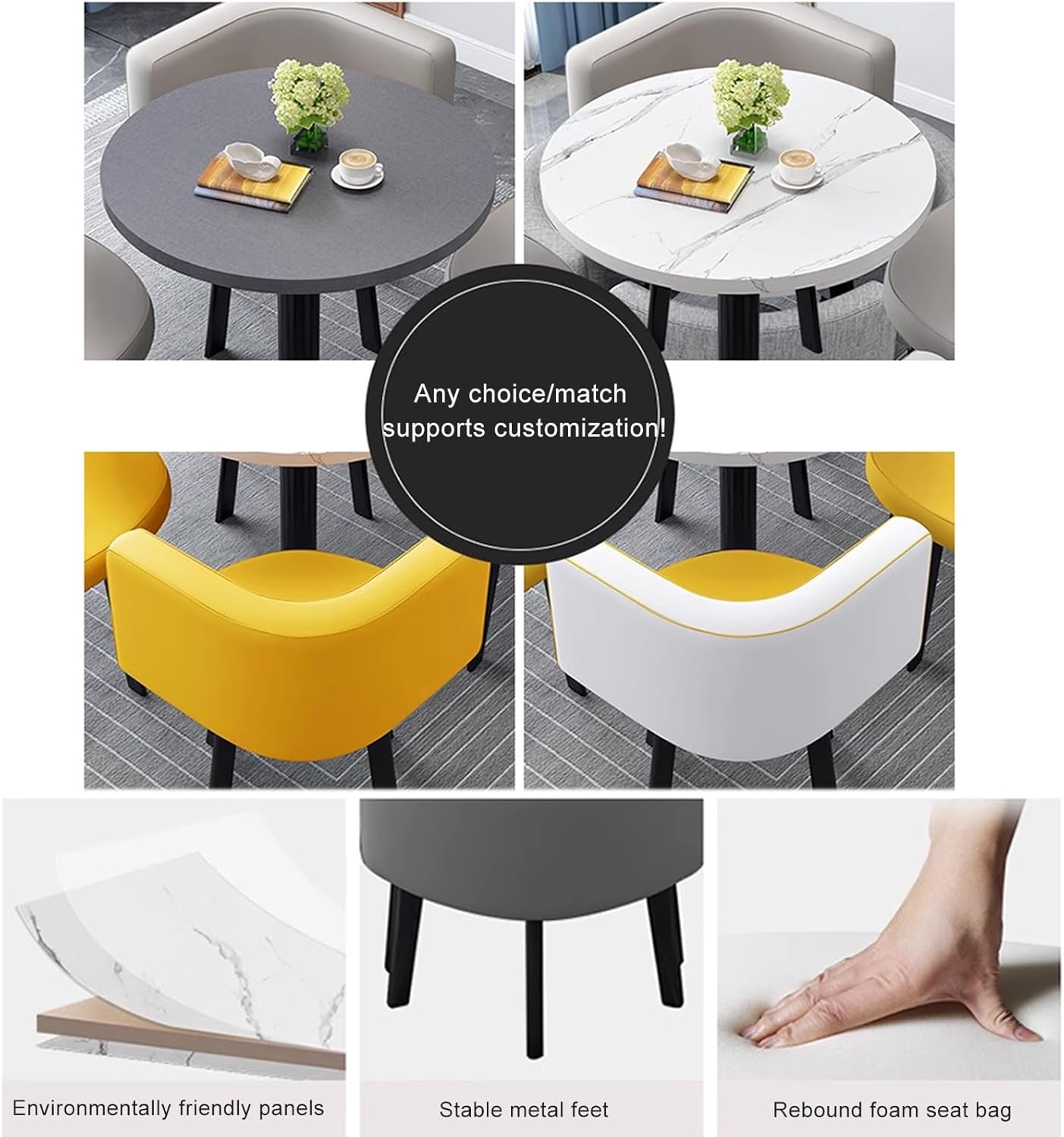 Negotiation Table and Chair Set,Office Reception Room Club Table,Simple Round Dining Table Set, Conference Tables,Coffee Table and Chair Set (Color : 11, Size : 27.5in/70cm)