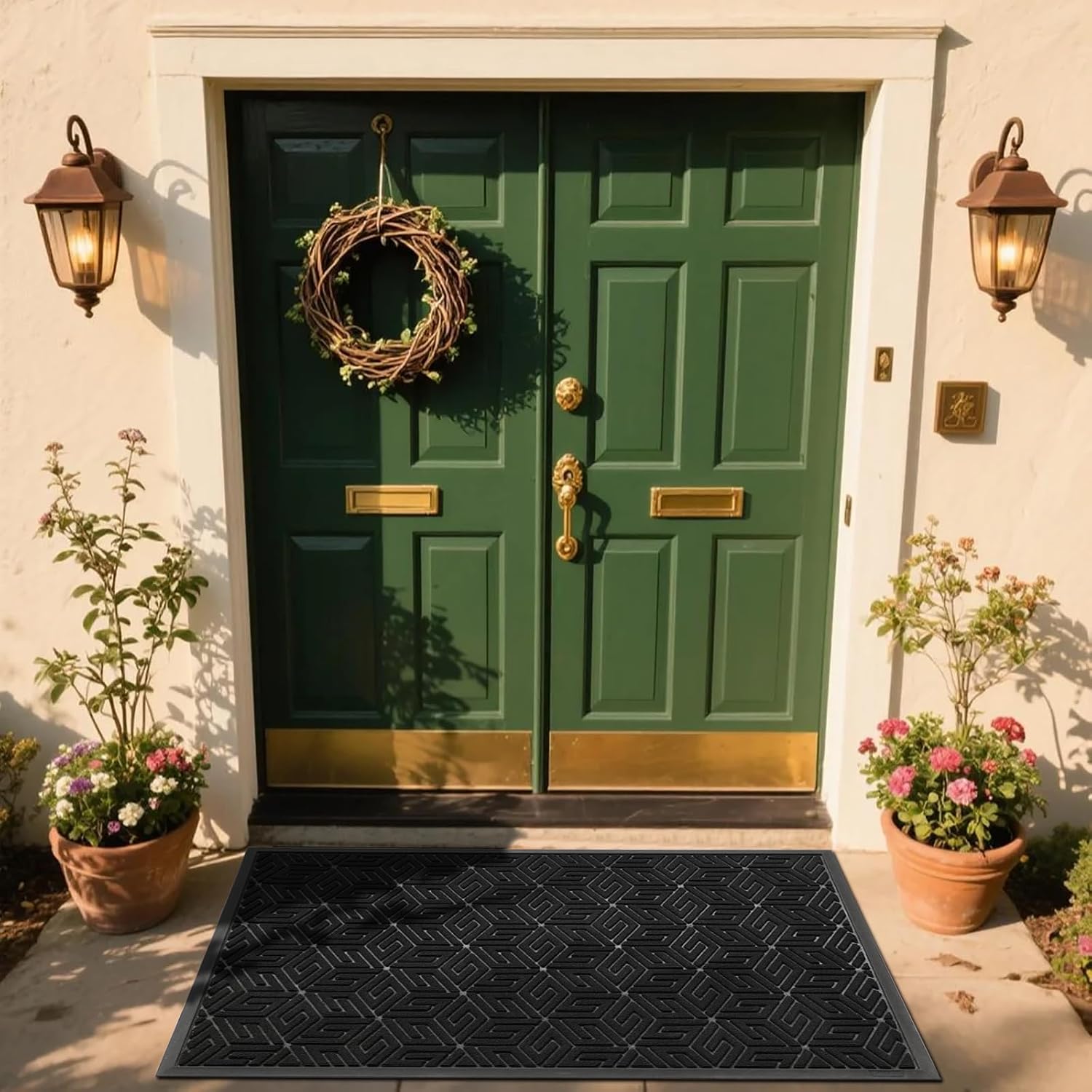Yimobra Extra Large Door Mat 60x36, All-Weather Waterproof Outdoor Mats for Front Door, Non Slip Rubber Doormat for Patio Proch Outside Entryway Indoor, Black