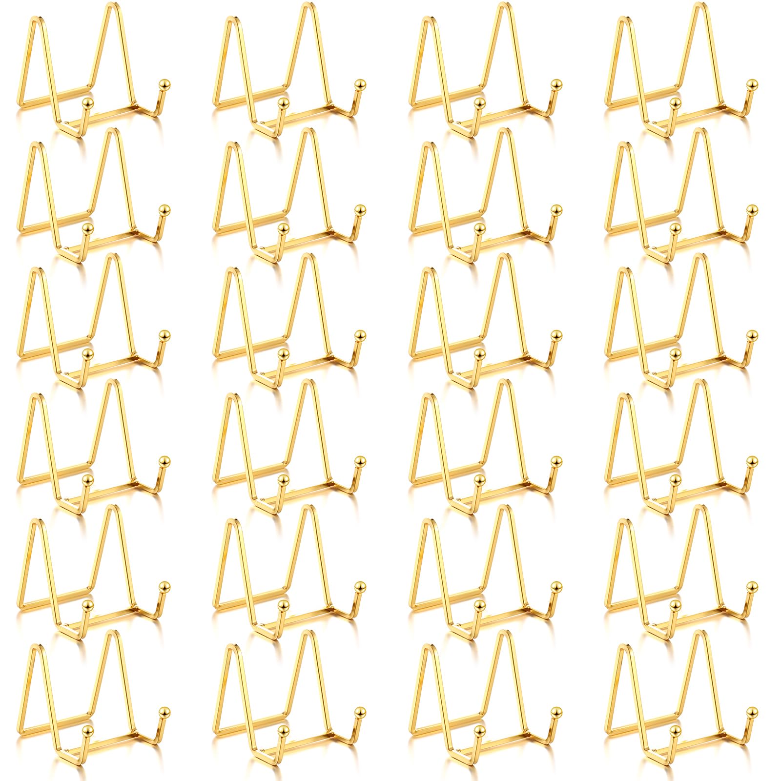Kenning 24 Stück Gold Teller Halter Staffelei Display Ständer Metall Buch Display Ständer Tisch Bilderrahmen Halter Foto Quadratische Eisen Staffelei Dekorativ für Küche Büro Zimmer Tischplatte (7,6