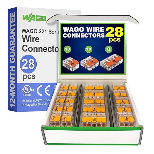Miniatura 10 de WAGO Serie 221 - Conectores compactos de alambre de empalme, paquete surtido de 50 piezas  Surtido de la serie 221 con funda, incluye (25 x
