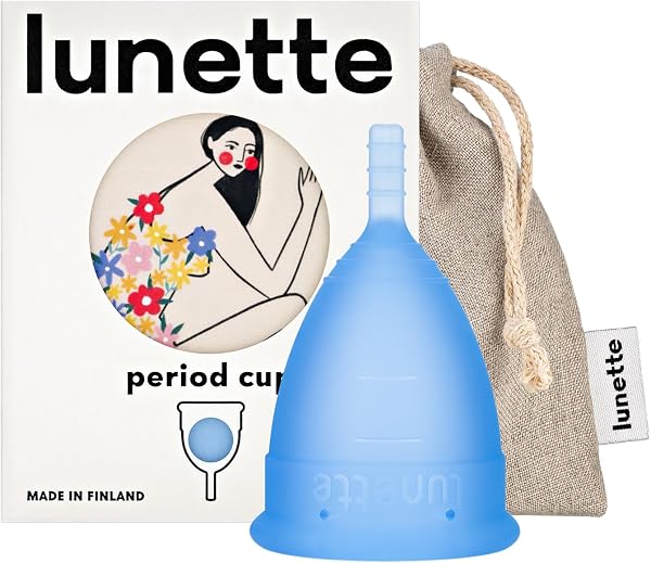 Lunette Copa Menstrual Reutilizable Protección 12 Horas de Comodidad Silicona Médica Suave – Alternativa a Tampones, Duración 10 Años, Talla 2 Blue - 1