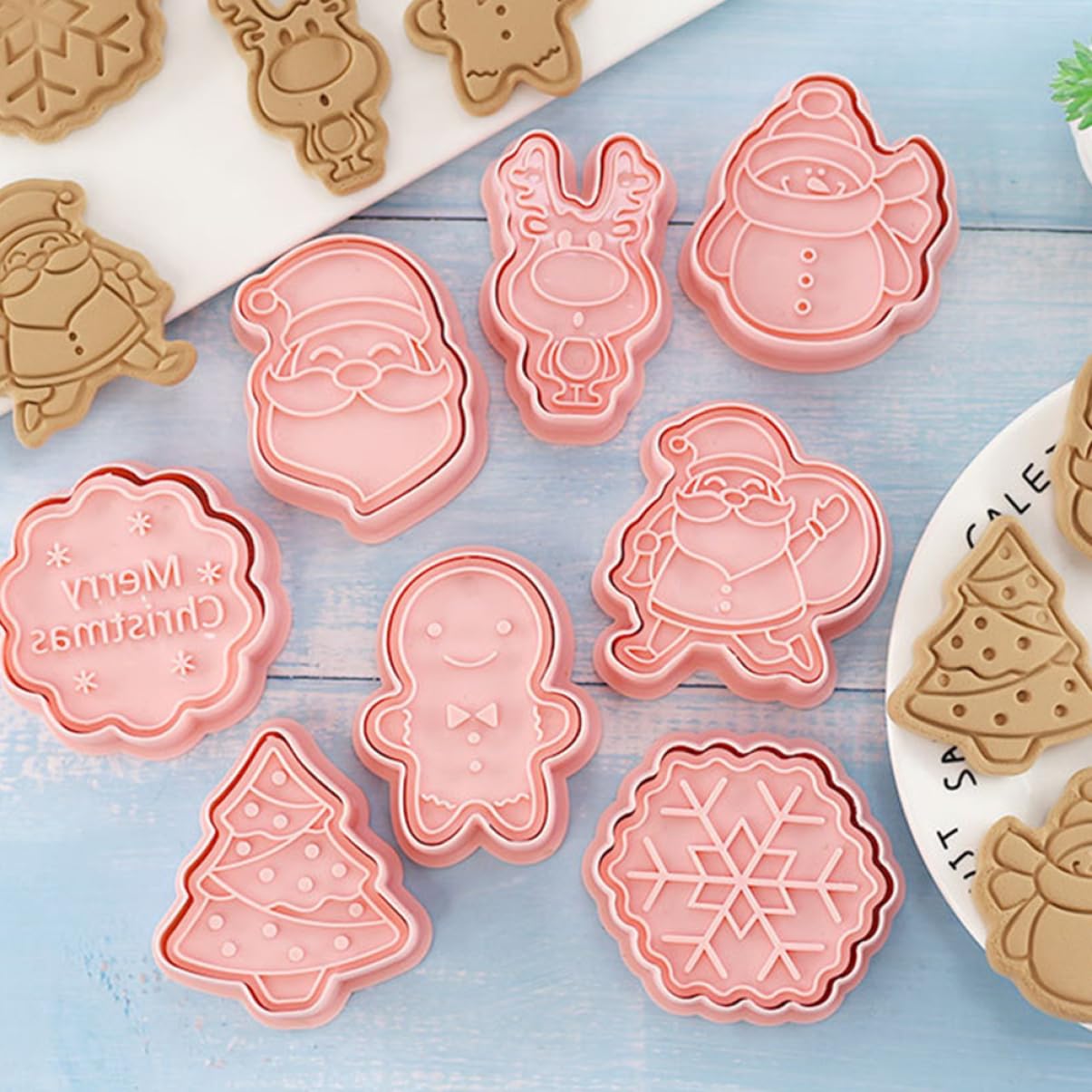 PRETYZOOM 5 Sätze Weihnachtsausstecher Ausstechform Große Keksausstecher Kekse Weihnachts Backform Christmas-decorations Praktische Keksform Entzückende Plätzchenformen Pp Rosa 8 Stück * 5