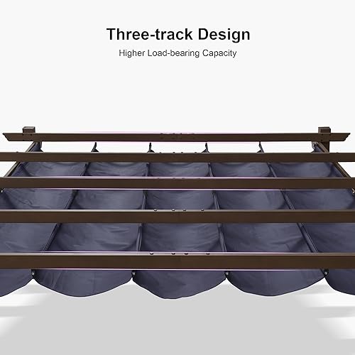 Miniatura 62 de PURPLE LEAF Pérgola de metal retráctil de 10 x 12 pies con toldo y cubierta de sombra para jardín, patio, terraza de playa, cenador, color blanco