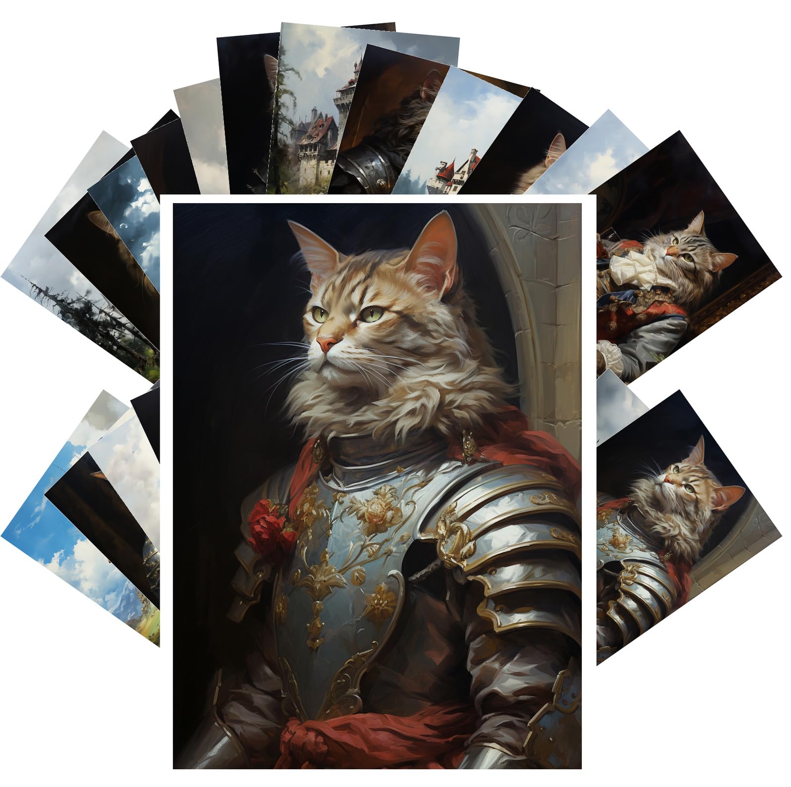 PIXILUV Guardians of the Realm: Noble Cats in Medieval Strongholds - A Postcard Set of Chivalry and Fortress Splendor