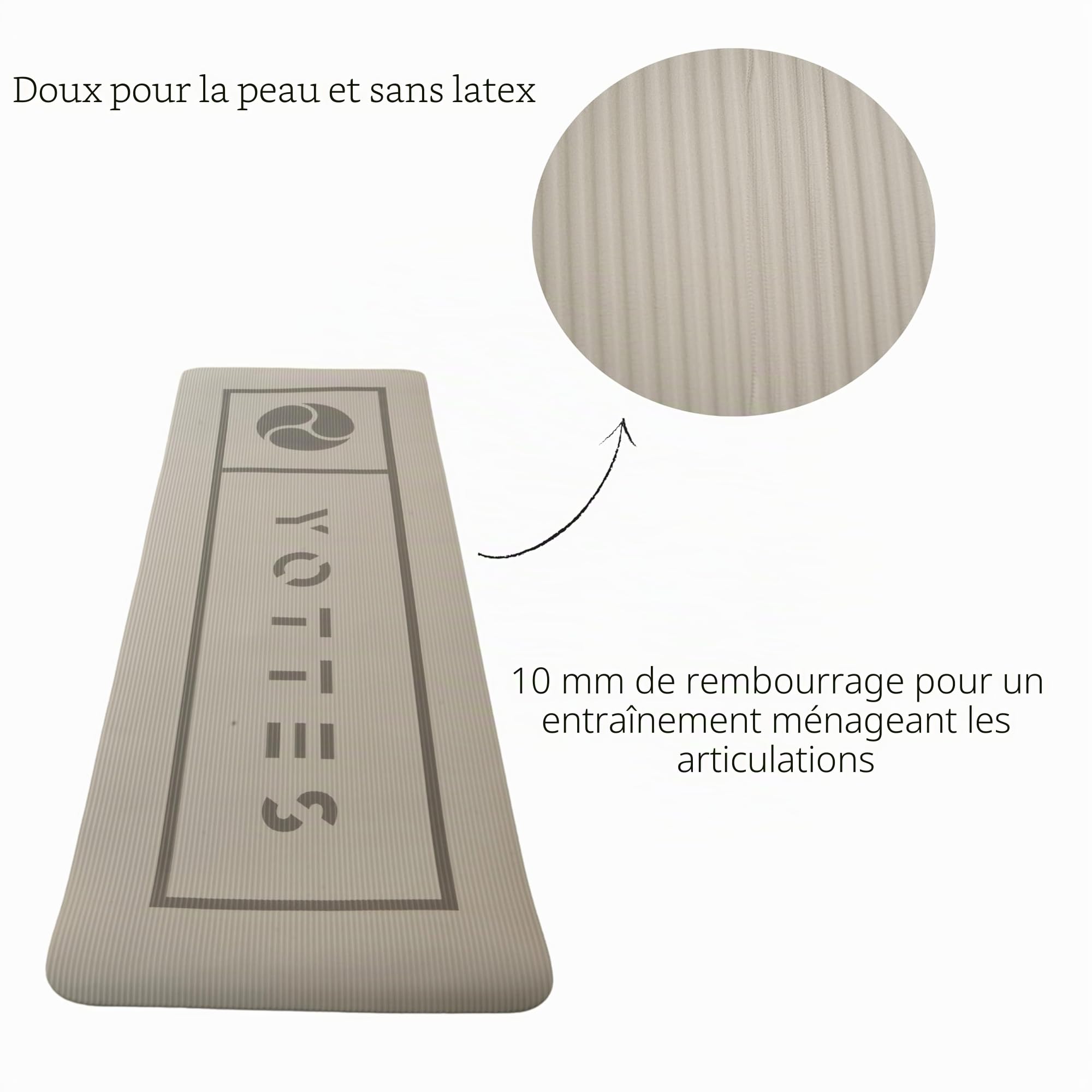 Tapis de yoga antidérapant – Tapis de fitness en TPE pour yoga, Pilates et entraînement à domicile – Tapis d’entraînement protecteur pour les articulations avec lignes d’alignement, 182×63 cm