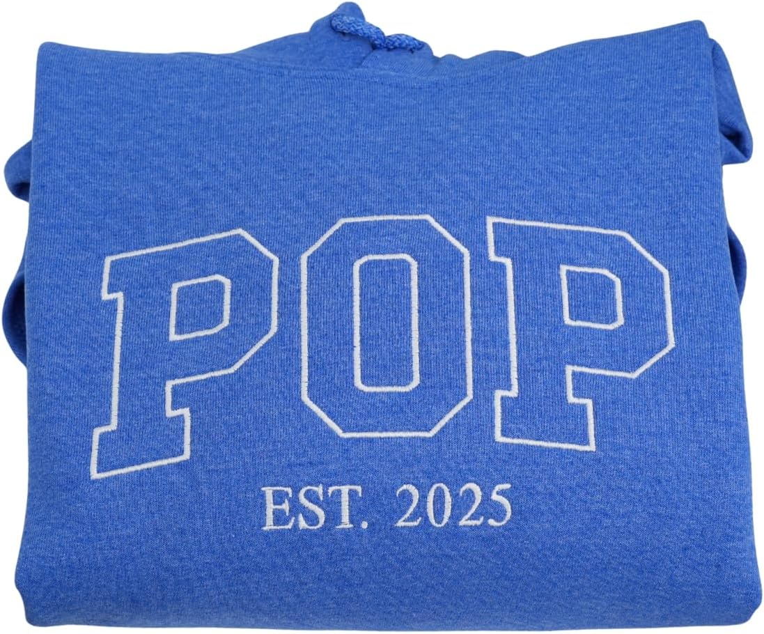 COUPLEHOODIES Custom Embroidered Pops Grandpa Sweatshirt – Personalized Nickname Unique Gift for Dad Birthday or Father’s Day