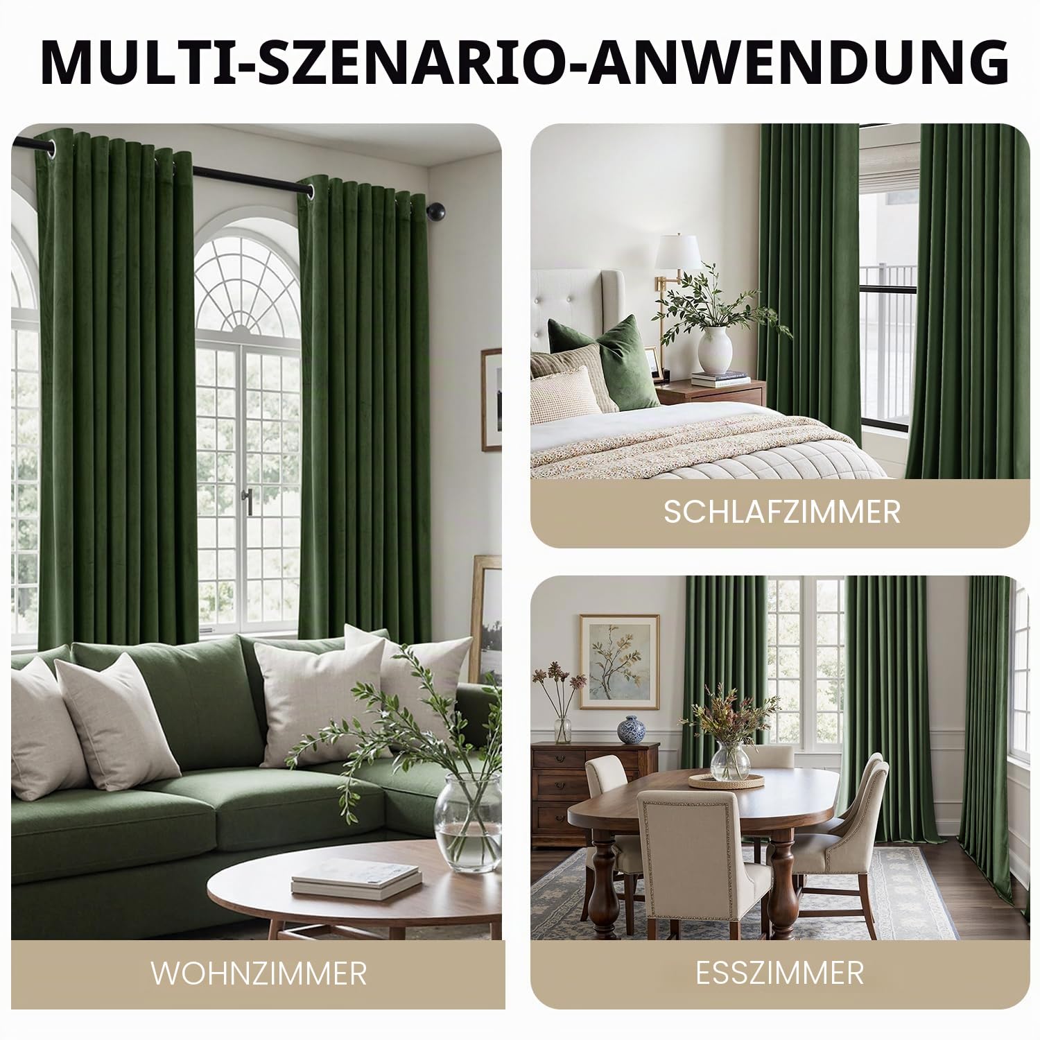 MIULEE Olivgrün Samtvorhang Ösen 2er Set 140X245, Wunderschön Weich Vorhänge Samt für Deko Schlafzimmer Wohnzimmer, 2 Stück Samt Gardinen Blickdicht Jedes 245 cm Hoch, Dicker Velvet Thermovorhang