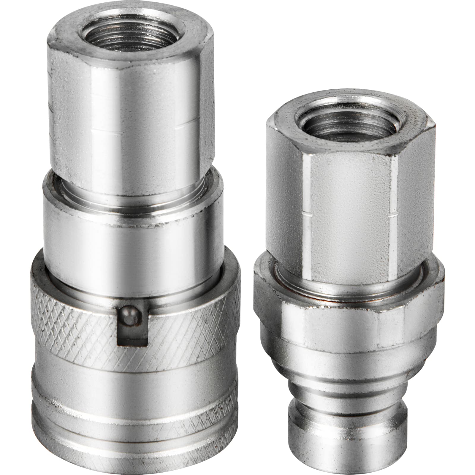 Accoppiatore Idraulico a Faccia Piana Maschio e Femmina, 1/2" Corpo 1/2" NPT, Set Adattatore per ISO16028, Connessione Attacco Rapido, Materiale Acciaio e PVC, con Cappucci a Prova di Polvere