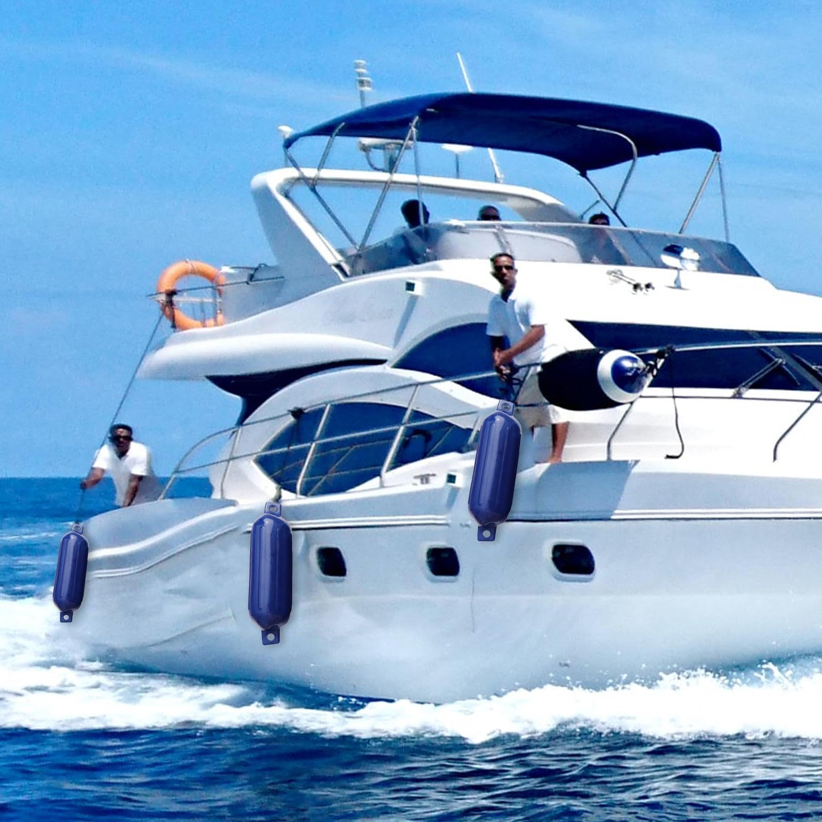 Paraurti gonfiabili per barche - Parafanghi in PVC resistente | Protezione per pontone | Parete extra spessa 0,41 cm, 2 corde e aghi ad aria, protezione per ormeggio di yacht, canoe, kayak e vela