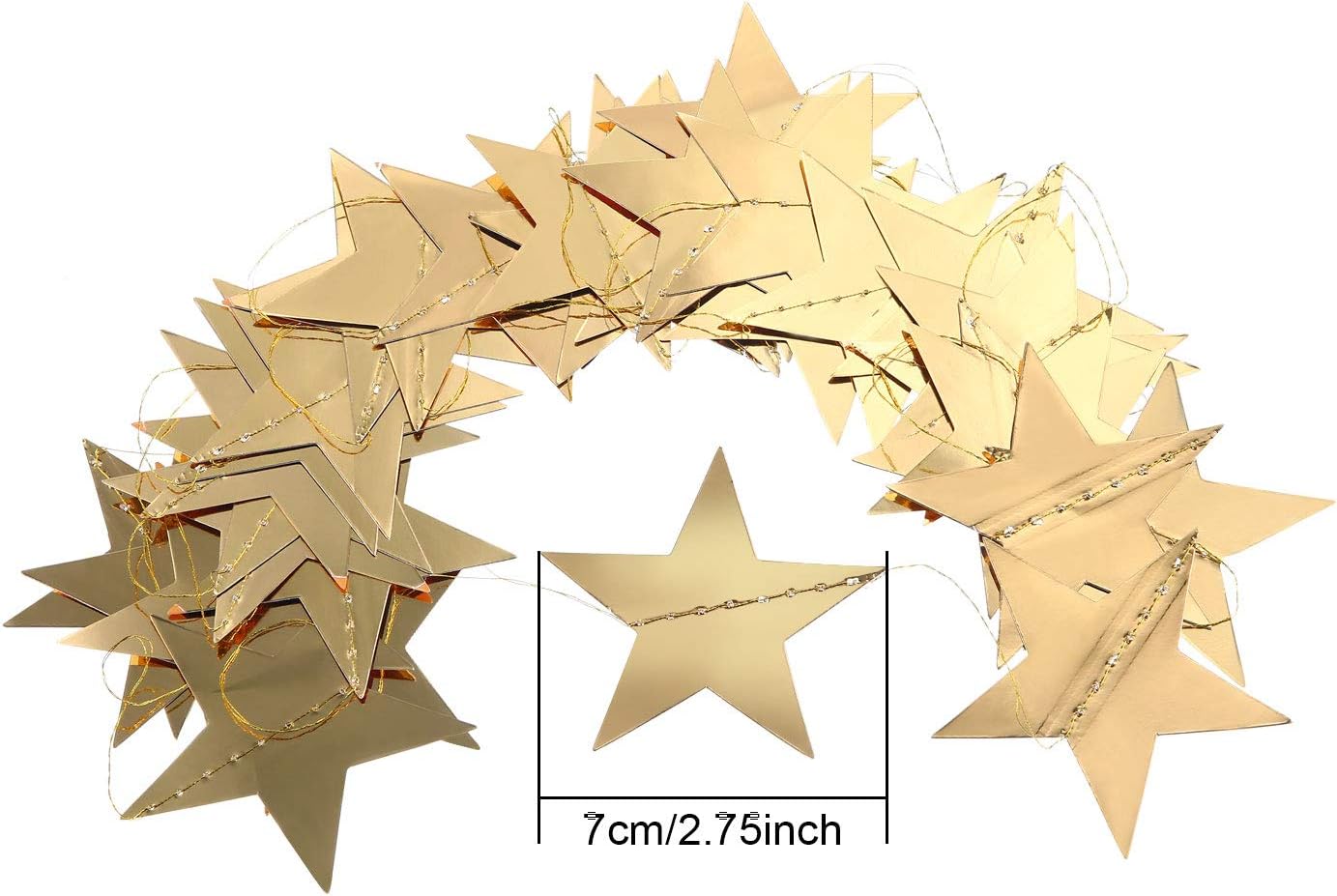 130 Feet Glitter Star Paper Garland Banner Hanging Decoration for Graduation Class of 2021 Congrats Grad Wedding Birthday Festival Party Decoration (Gold): Home & Kitchen