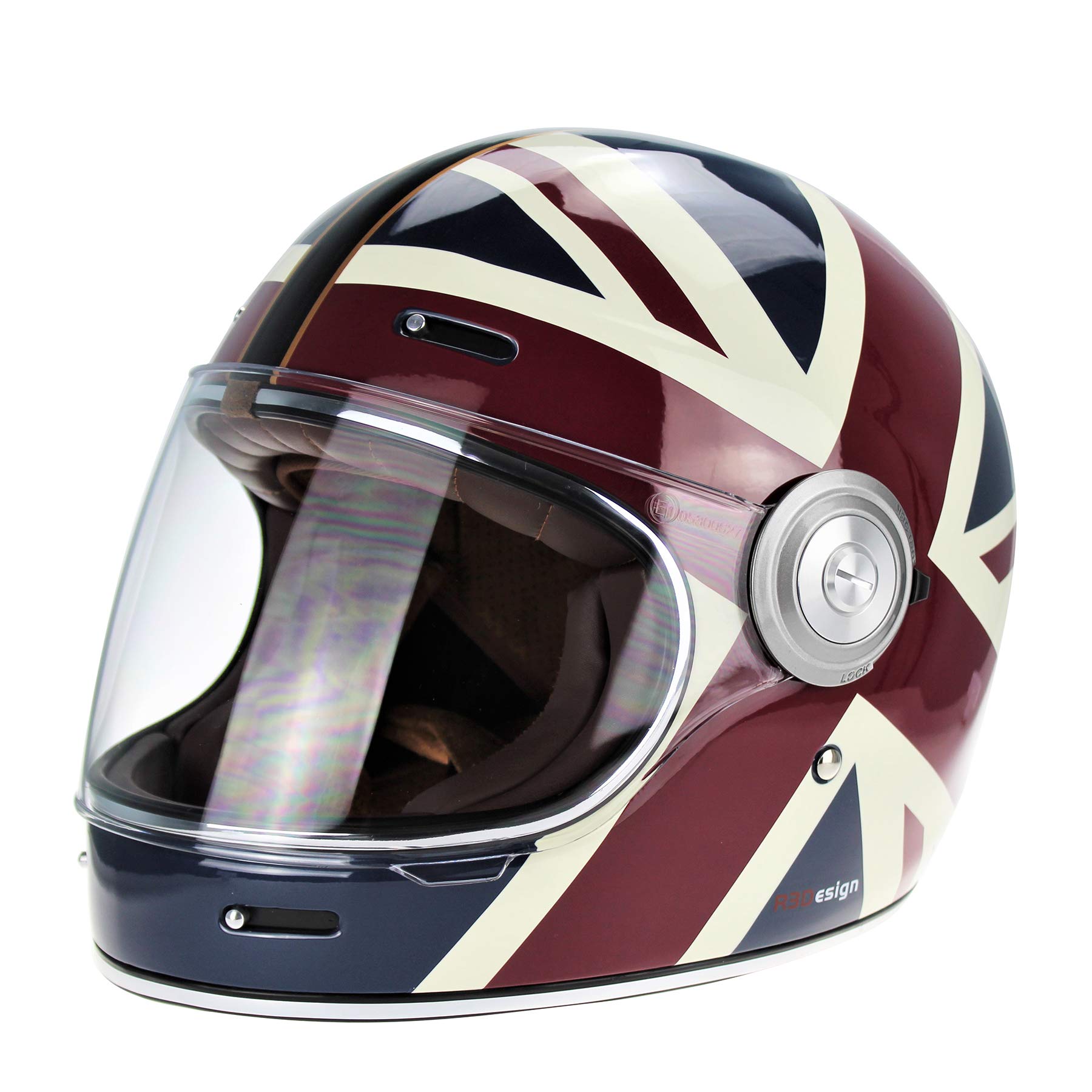 F659 Premium Retro Full Face Helmet (Union Jack,L) Automotive