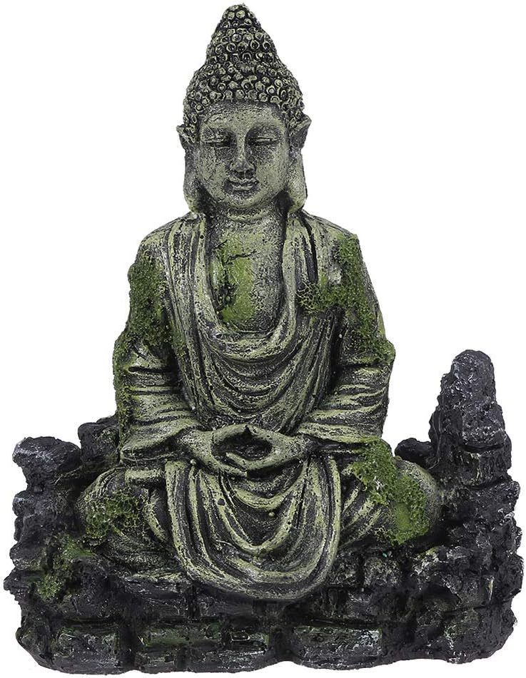 Aquarium Resin Decorations Ornament - Ancient Buddha Statue Decor Underwater Landscape Hideaway Fish Tank Scenery for Betta, Small Lizards, Turtles, Reptiles,