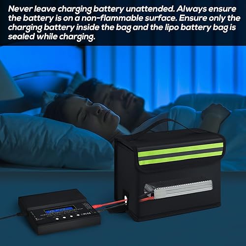 Miniatura 2 de FLASLD Bolsa Lipo ignífuga a prueba de explosiones con puerto de carga - Bolsa segura de almacenamiento de batería Lipo de gran capacidad