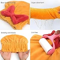 Vista 5 de Toalla de pelo súper absorbente para cabello húmedo, toalla de microfibra de secado rápido con gorro de ducha con nudo de lazo, accesorios de baño
