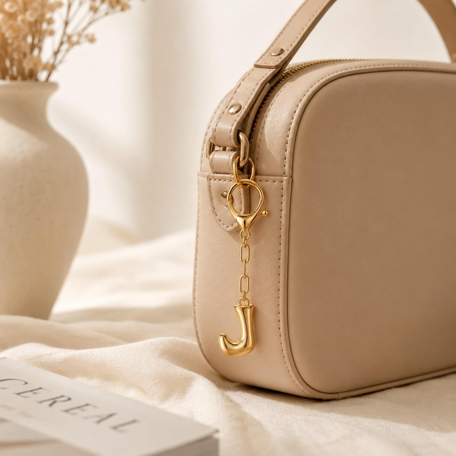 Gold Initial Keychains Bubble Letter A-Z Bag Charm for Women Purse Charms image 5