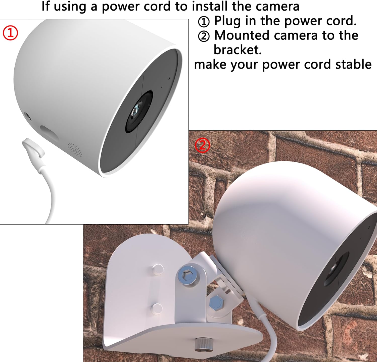 Zwolf Metal Wall Mount Compatible with Google Nest Cam Outdoor Battery 2nd Generation, Anti-Drop, Provide Better Viewing Angles (Pack of 2)