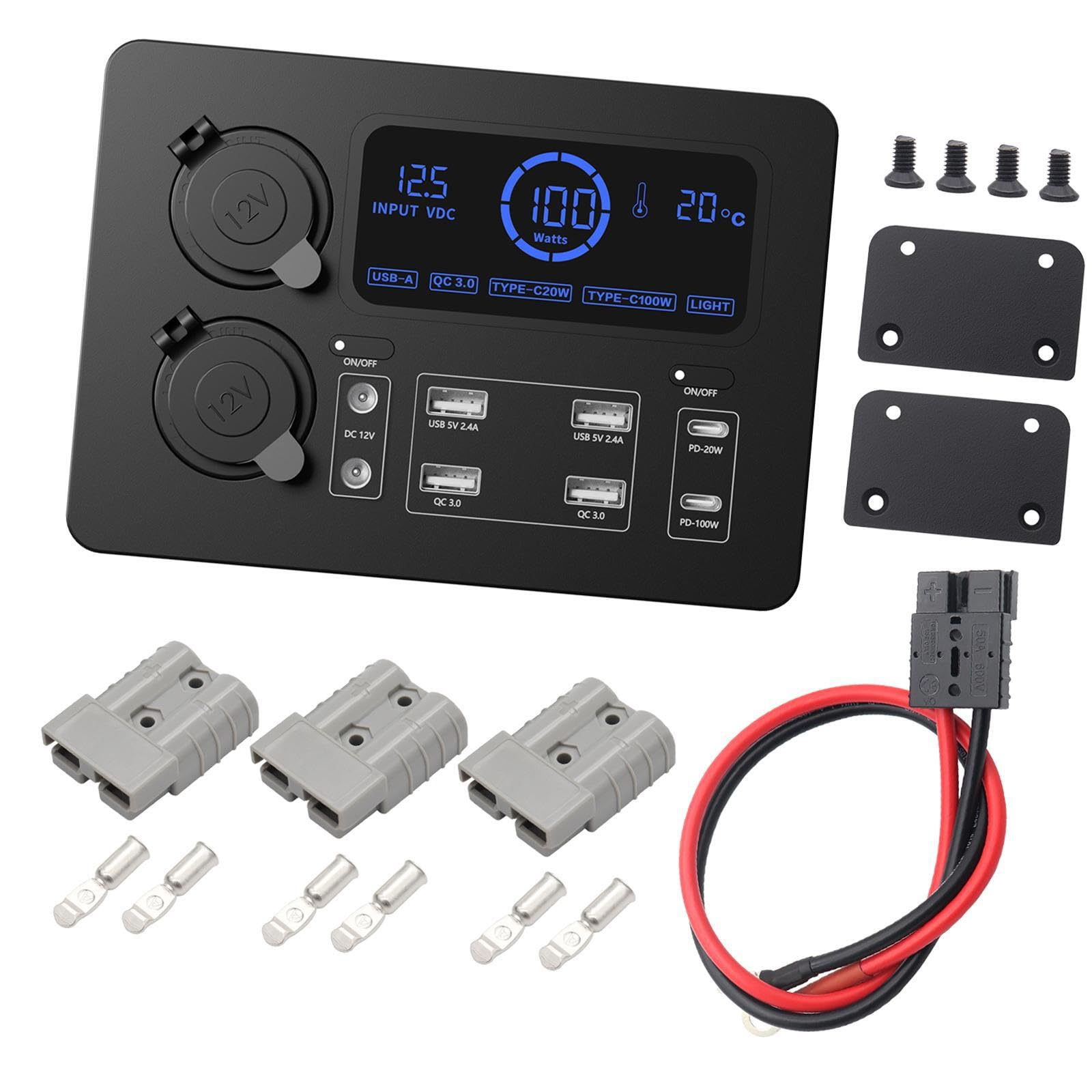Scatole di alimentazione USB da 12 V, mini caricatore compatto multipresa, prolunga per viaggi, camper e veicoli, per piccoli spazi o camper. La, Con accessori, 16.6x11.7x5.7 cm