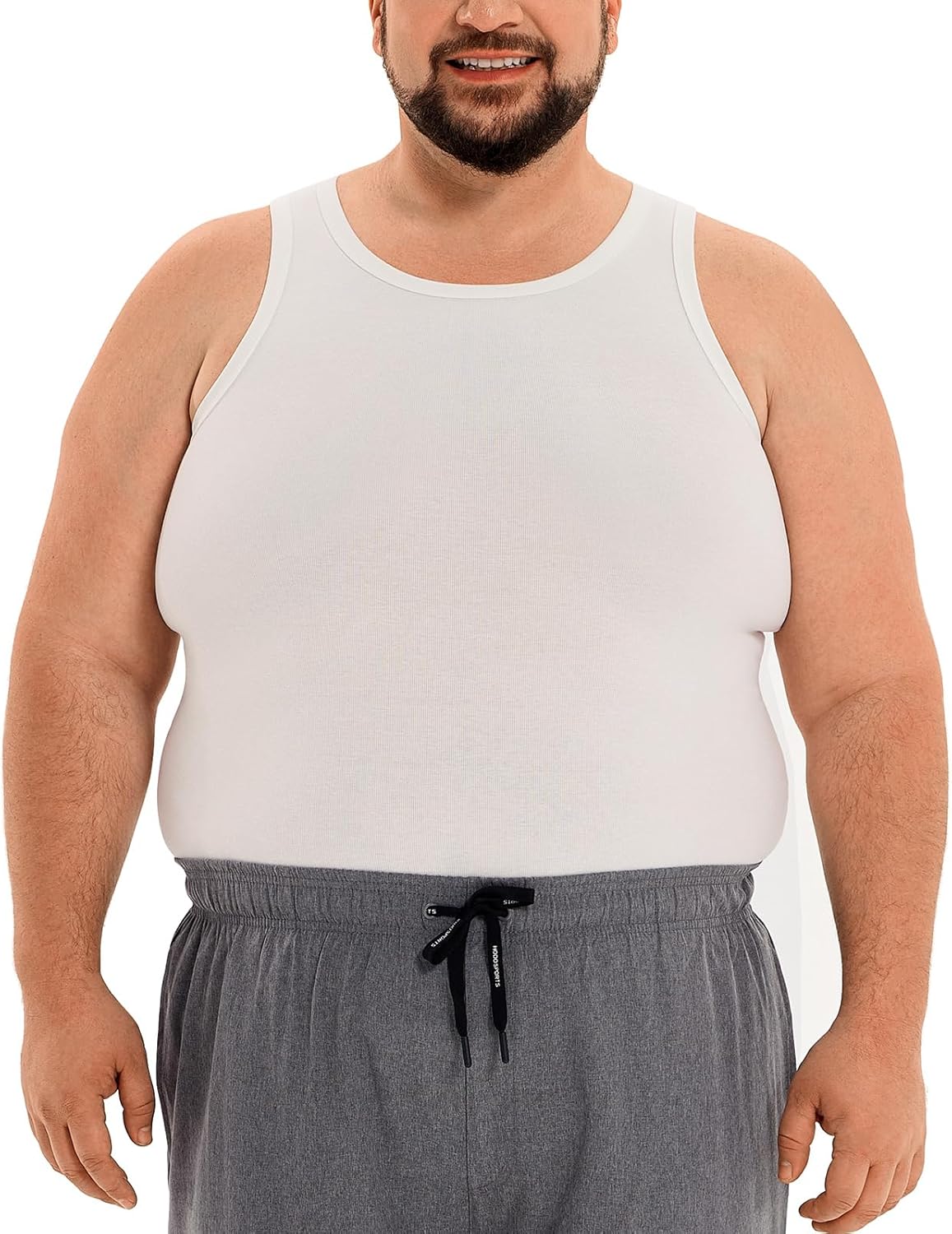 HOdo Big and Tall Mens Compression Undershirts Cotton A-Shirts Sleeveless Shapewear for Men 2XL-6XL - Image 6