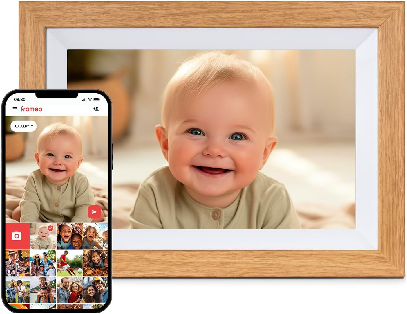 CONTINU.US 10.1” WiFi Digital Picture Frame | LCD Touch Screen, 32GB Storage, Smart Digital Photo Frame Display - Auto-Rotate Portrait and Landscape Frameo Electronic Frame - Instantly Share Memories