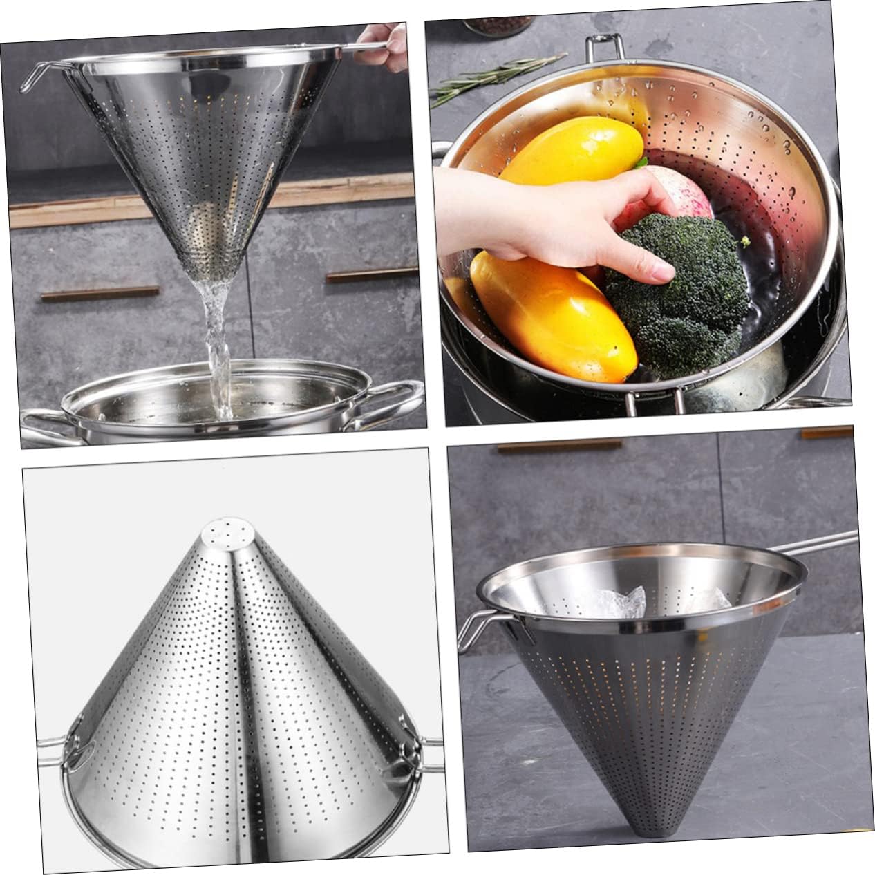 Uonlytech 2pcs Manual Reusable Coffee Tea Filter Cone Stainless Steel Dripper Filter Cup for Tea