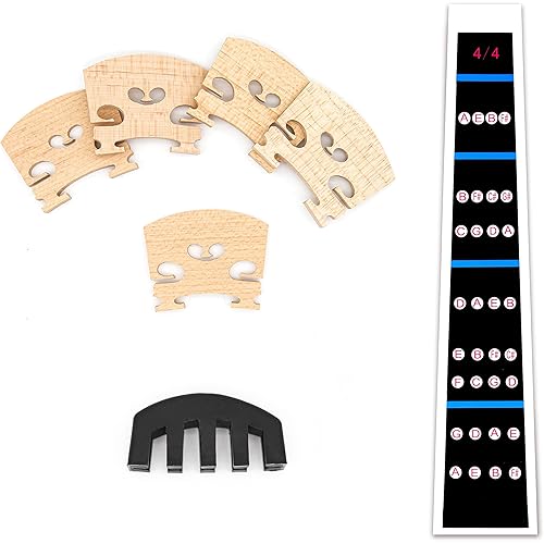 8-Piece Violin Set - 4/4 Full Size Violin, Maple Bridges, Rubber Mute, Dust-Free Cloth