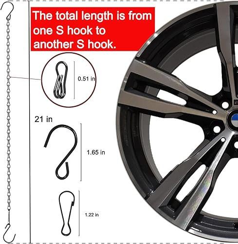 Miniatura 7 de Cadena colgante ajustable con ganchos, 21 pulgadas, color negro, paquete de 10 unidades resistentes para colgar luces de crecimiento, corona de