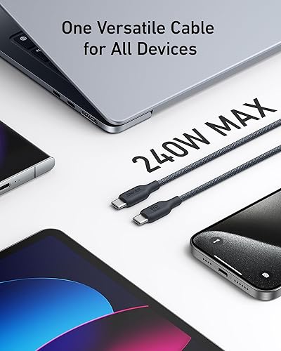 Miniatura 3 de Anker Cable USB C (240 W, 6 pies, paquete de 2), cable de carga USB C bio-trenzado, carga rápida para iPhone 1515 Pro15Plus15ProMax, MacBook Pro