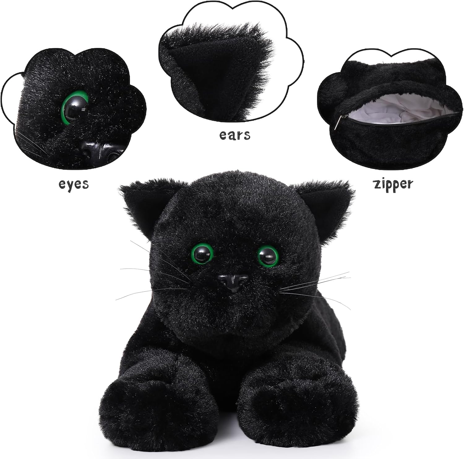 MaoGoLan 5Pcs Black Cat Plush with 4 Babies Inside - 20" Big Black Cat Stuffed Animals - Realistic and Soft Halloween Plushies Gift for Cat Lover,Women,Girls,Kids