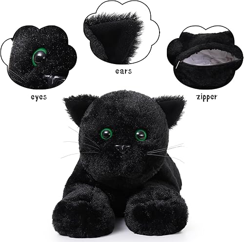 Miniatura 6 de MaoGoLan 5 piezas de peluche de gato negro con 4 bebés en el interior, animales de peluche de gato negro grande de 20 pulgadas, regalo realista y