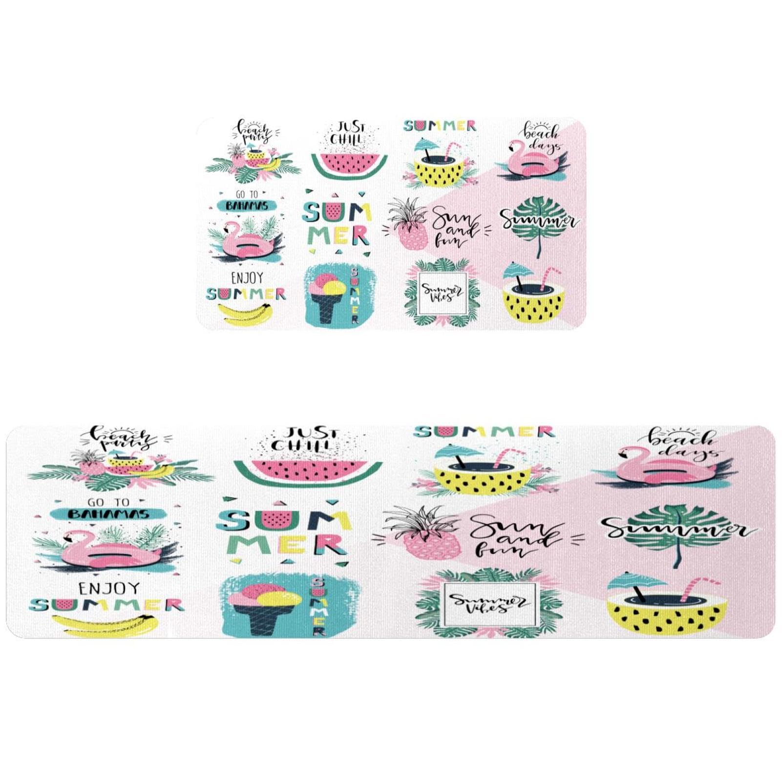 Tapis de cuisine antidérapants lavables Summertime lot de 2 pour couloir et buanderie