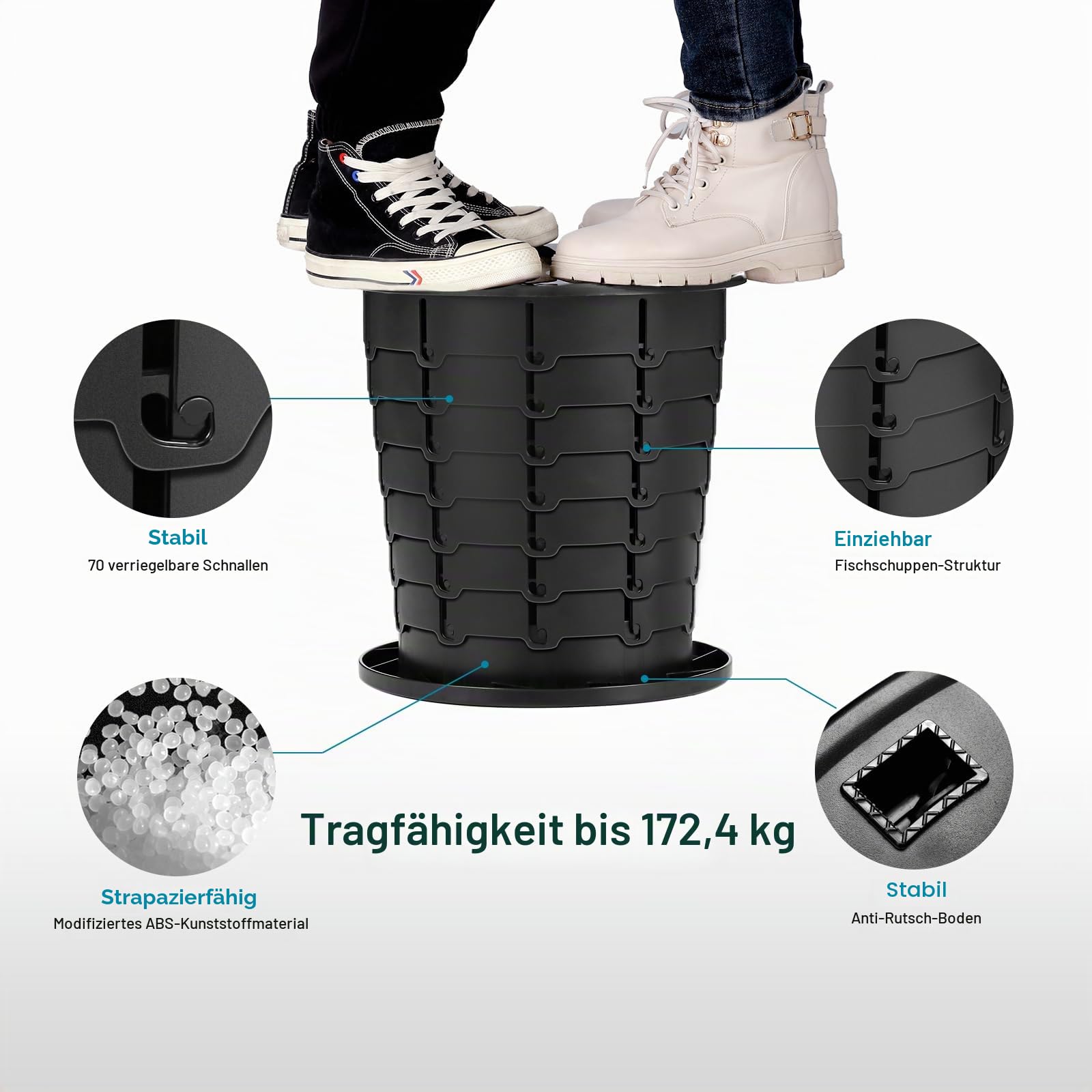 Triptips Reisetoilette, ausziehbar, tragbar, höhenverstellbar, für Erwachsene, Kinder, zusammenfaltbar, für Camping/Auto