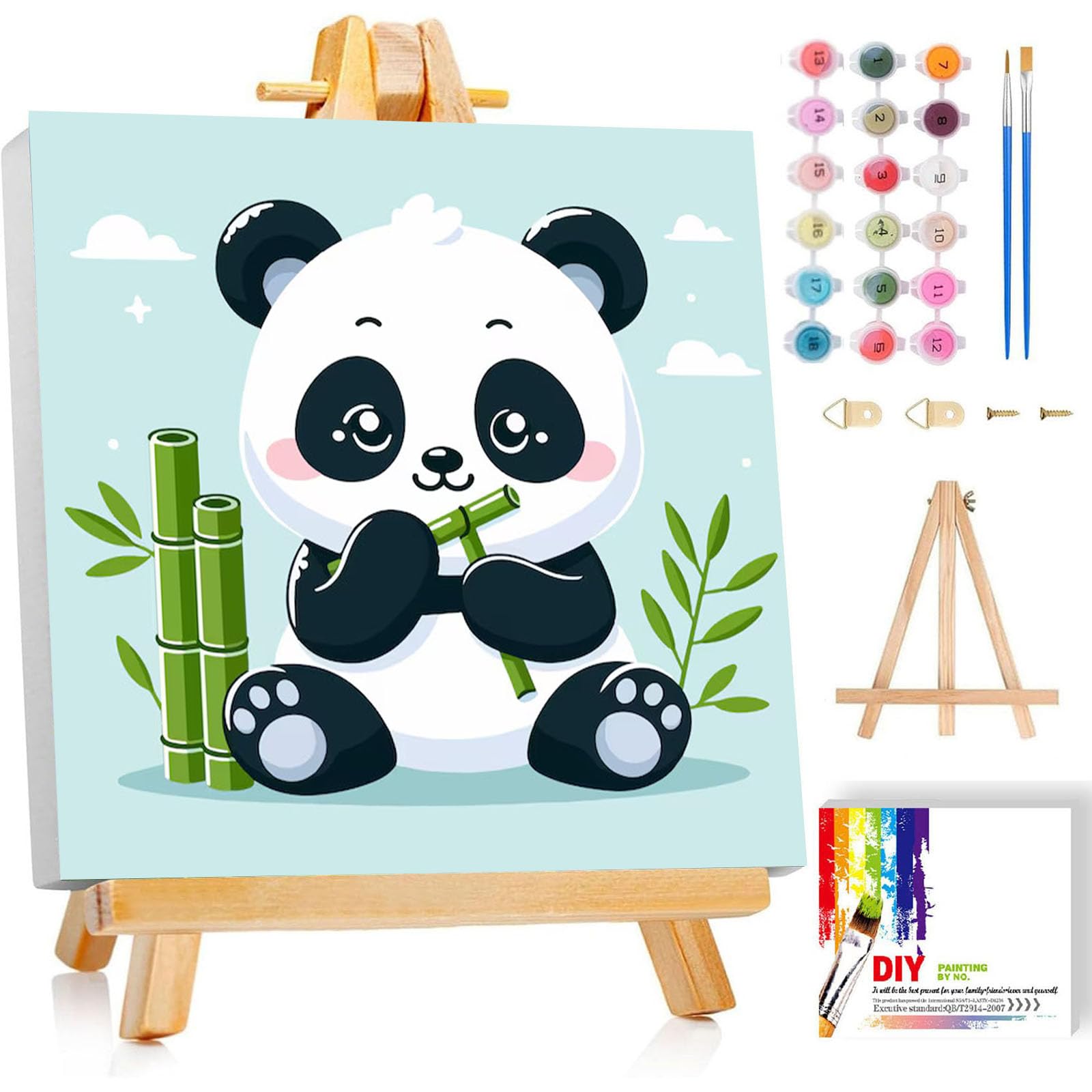 Gemozaic Panda Paint by Numbers Kit for Kids Ages 4-12 with Frame &amp; Easel