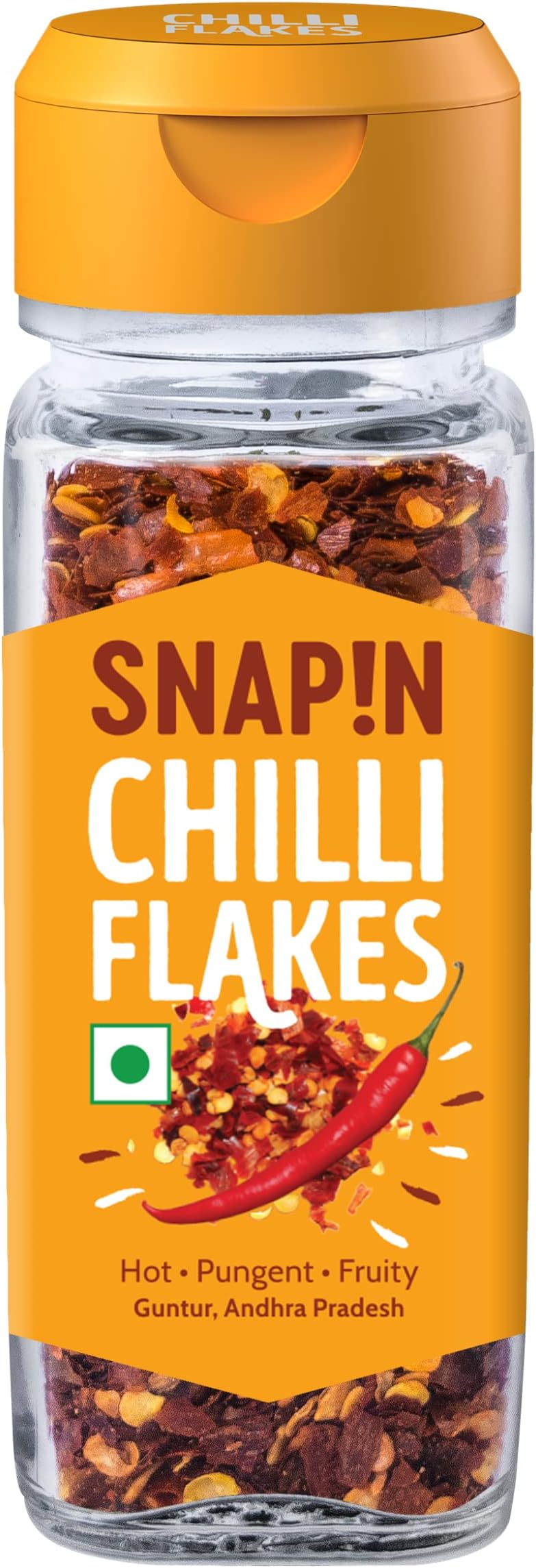 Snapin Red Chilli Flakes | 35g Glass Bottle | Pizza Chilli