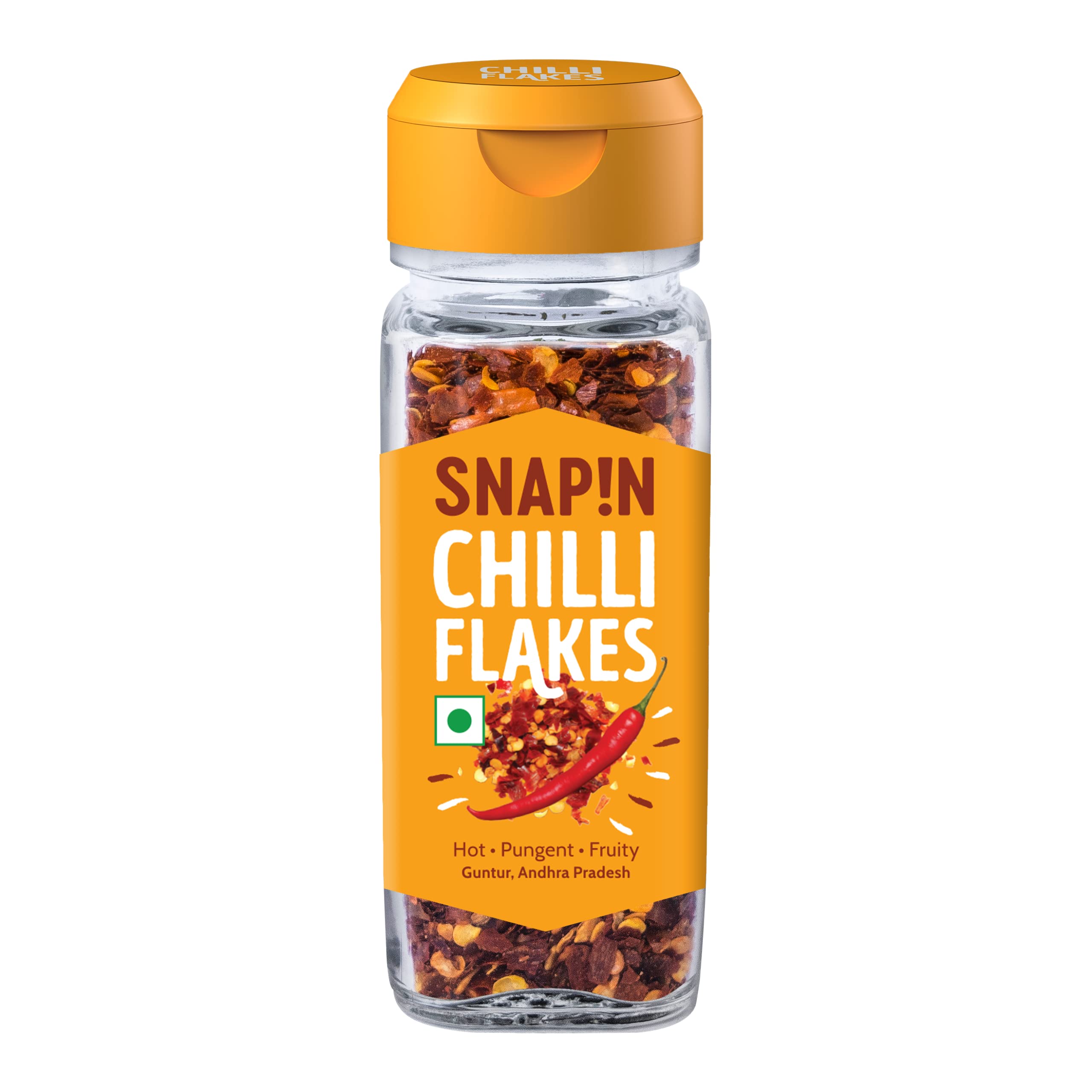 Snapin Red Chilli Flakes | 35g Glass Bottle | Pizza Chilli
