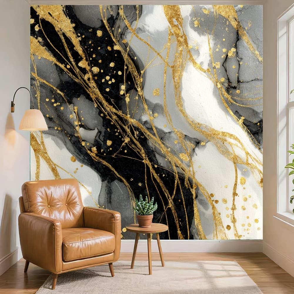 Art Fototapeta do sypialni, 300 x 210 cm, wzór marmuru w płynie, bezzapachowa, odporna na rozerwanie, fotorealistyczna tapeta ścienna, szara, zdejmowana tapeta z włókniny, tapeta ścienna do dekoracji