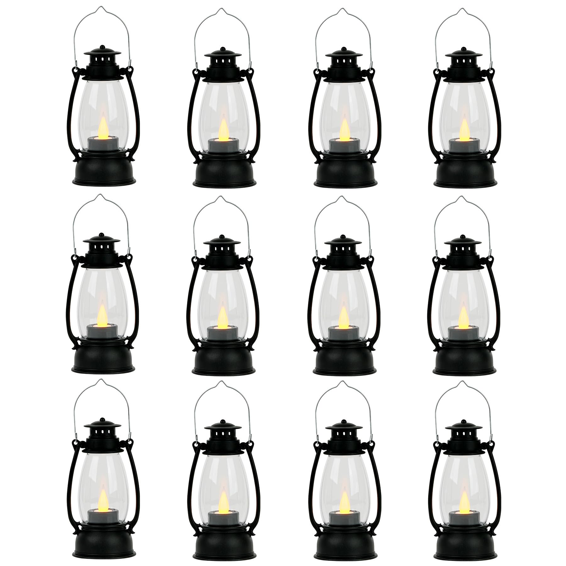 Juzicken Candle Lanterns Mini Black Lanterns Decorative Indoor Outdoor Small Vintage Hanging Rustic LED Gold Farmhouse Fireplace Lantern Decor Christmas Lantern Centerpieces for Tables Decorations