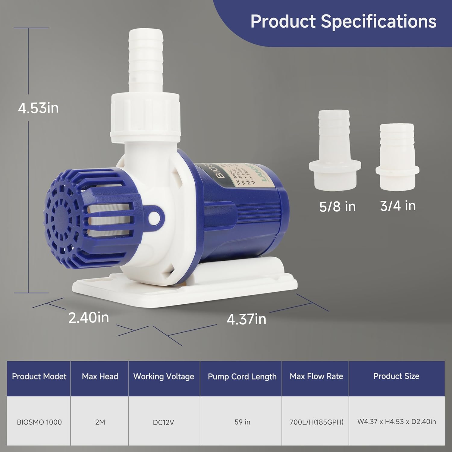 LANDEN BIOSMO 1000 DC Sine Wave Water Pump Return Pump 1000L/H(264GPH) High Performance Aquarium Cleaning Ultra Quiet Operation 3-9W 3 Modes Control Ideal for 25-53 Gallon Fish Tanks, Ponds, Fountains