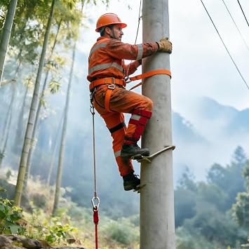 Tree Climbing Spikes, Adjustable Electrician Pole Climbing Shoes with Stainless Steel Claws, Non-Slip Tree Climbing Gear for Fruit Picking and Jungle Survival, Heavy Duty Pole Climbing Tool Set