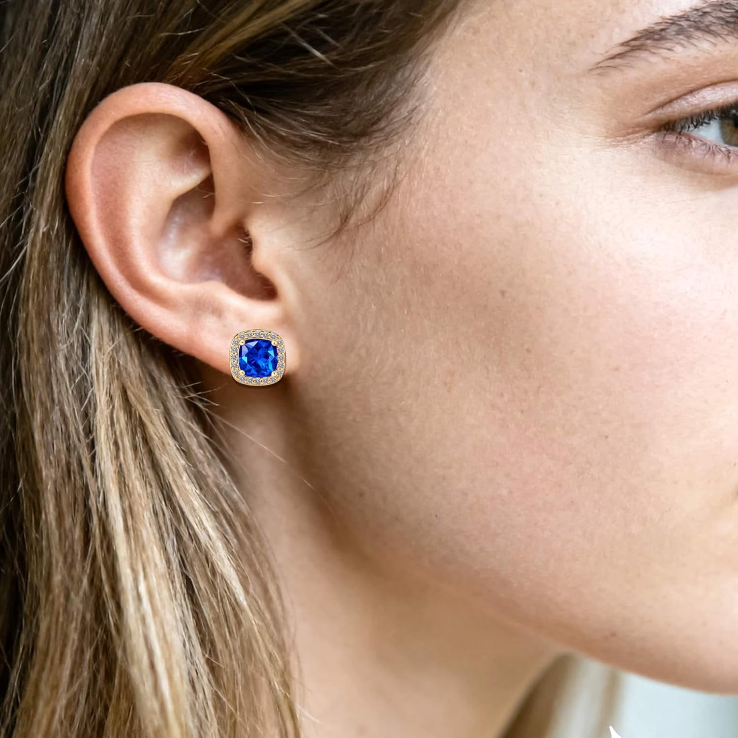 925 Sterling Silver Post Square Crystal Stud Earrings for Women Hypoallergenic 14K Gold Plated Gifts for Women - Image 2