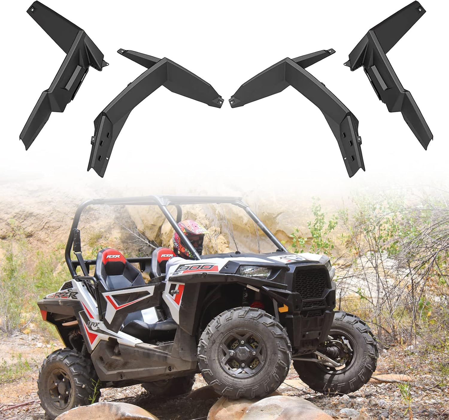 A & UTV PRO Extended Fender Flares Kit for Polaris RZR 900 2015-2020, Front & Rear Mud Flaps Mud Guards Extensions for RZR Trail 2021-2025 Accessories, Replace OEM # 2879434, 4PCS