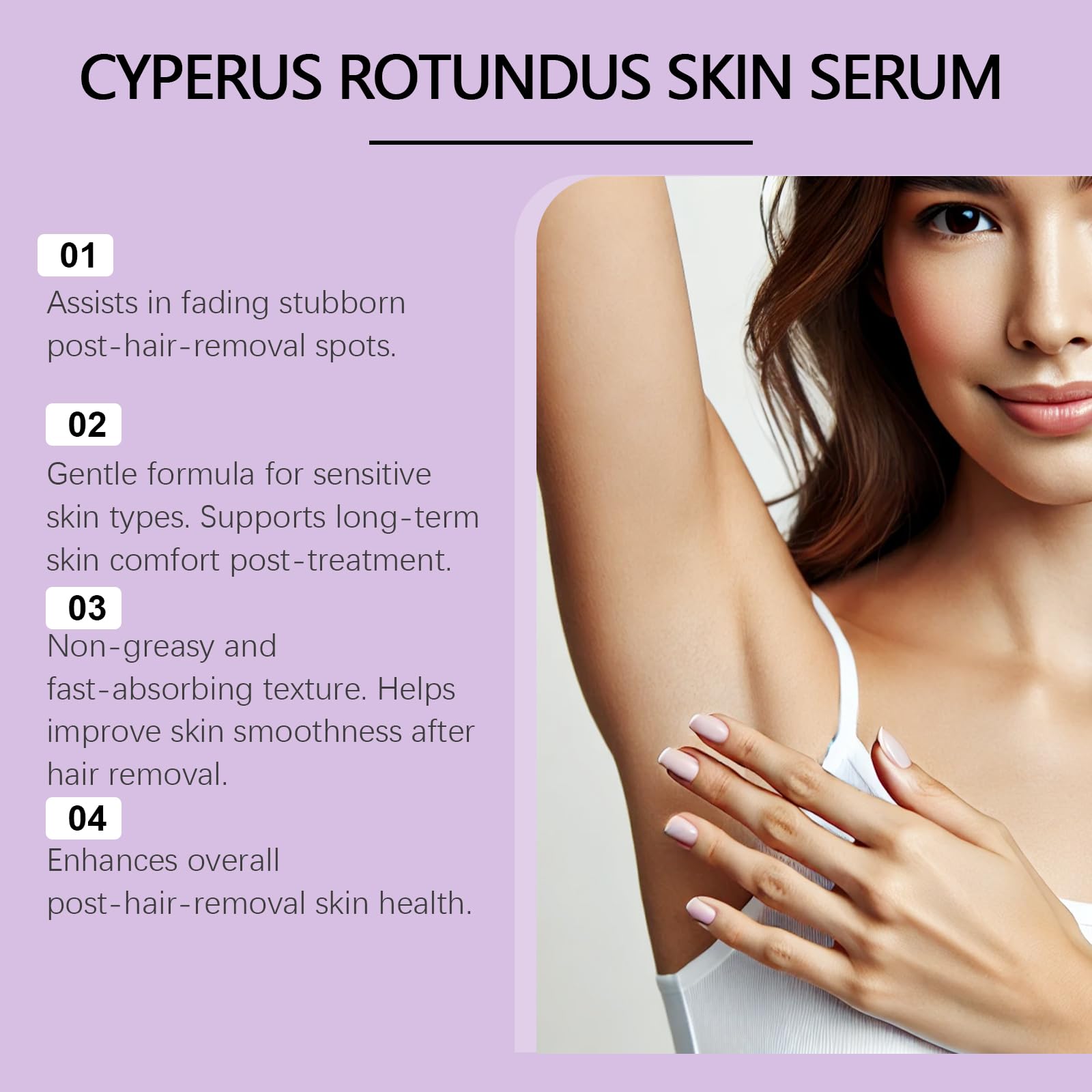 Cyperus Rotundus Serum do depilacji, naturalne serum olejowe do gładkiej skóry, nawilża i zmniejsza pory, łagodzi podrażnienia, zmniejsza owłosienie ciała dla kobiet i mężczyzn (2 szt.)