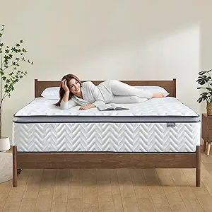 Full Mattress, 10 Inch Full Size Hybrid with Memory Foam and Individual Pocket Spring for Motion Isolation, Pressure Relief