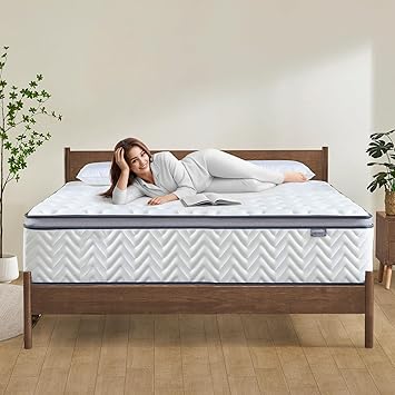 14 Inch King Size Mattress in a Box, Hybrid Cooling Gel Memory Foam & Pocketed Coils, Medium Firm, CertiPUR-US Certified, Pressure Relief, Motion Isolation