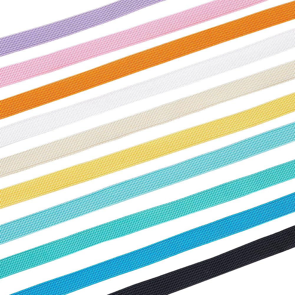 BENECREAT20 Yards Non-Slip Elastic, 0.39inch Wide Flat Gripping Elastic, Polyester Knitted Elastic for Curtains, DIY Crafts Sewing Projects Garment Accessories