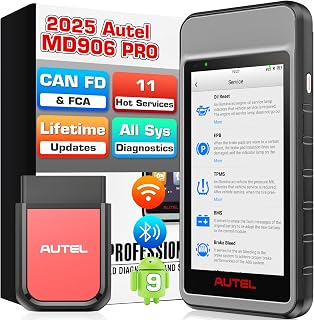 Autel Scanner MaxiDIAG MD906 PRO, 2025 MD906PRO OBD2 Full Systems Car Diagnostic Tool, CAN FD & Bluetooth Lite of MaxiCOM MK808S MK808 MX808S, 11 Reset Services, Lifetime Free Update, FCA Autoauth