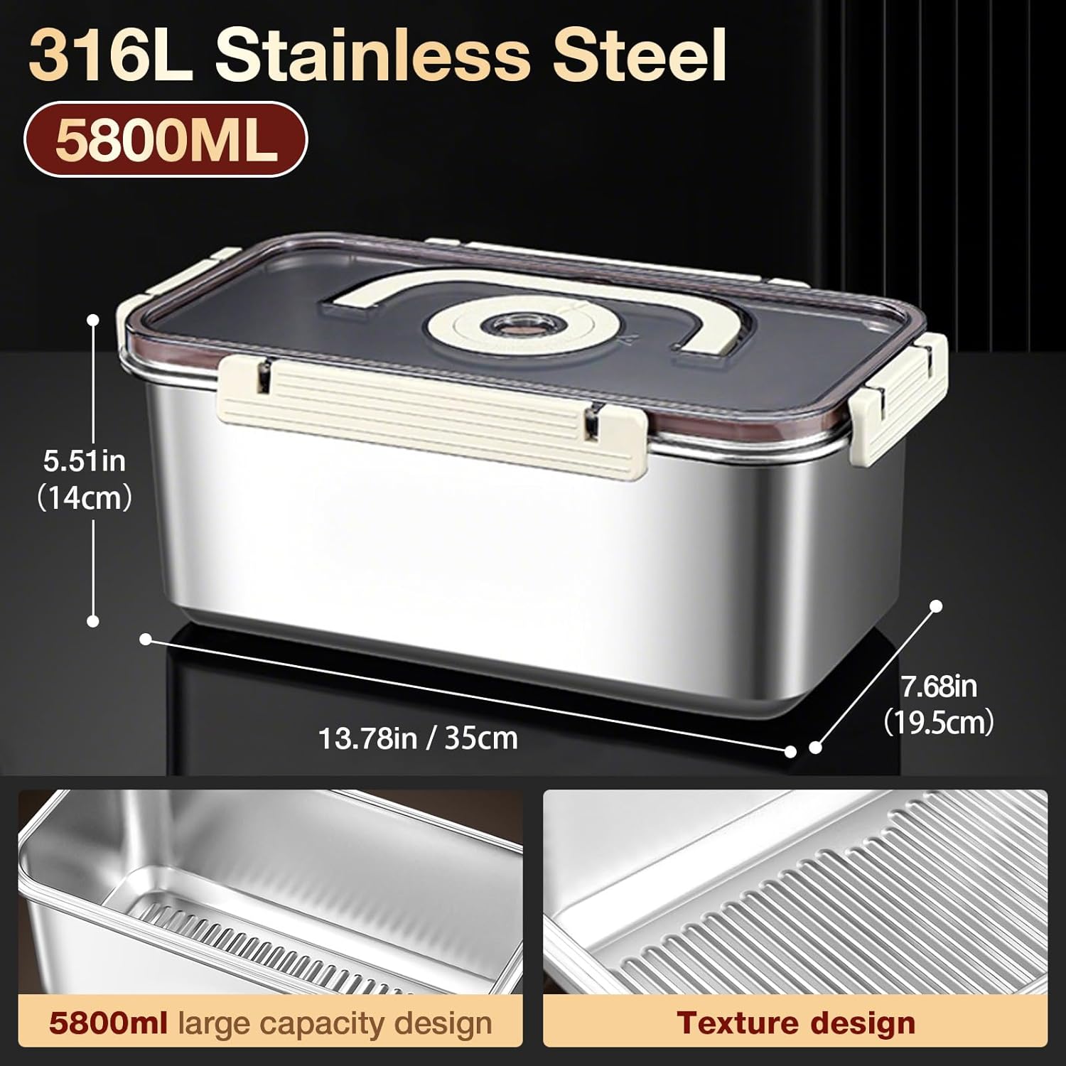 Stainless Steel Bread Box with Handle - a sealed bread storage container featuring a sealed lid and a handle, suitable for time-recording storage. This bread box is ideal for preserving kitchen food - Image 2