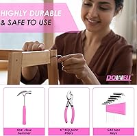 Vista 5 de DOWELL 40 Pieces Home Tool Set Pink, General Household Hand Tool Kit with Plastic Toolbox Storage Case, Mini Repair Tool kit for Women, College