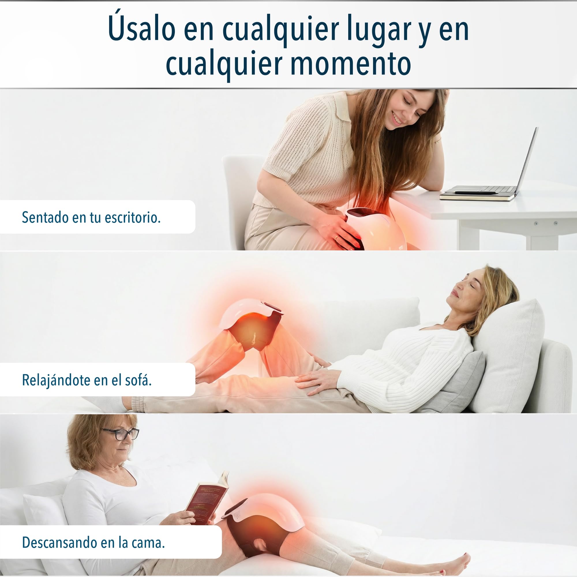 FORTHiQ Masajeador de Rodilla Inalámbrico, Alivio del Dolor Articular por Infrarrojos de Calor Profundo, Terapia con Láser y Vibración, para la Artritis, Tirón de Ligamentos y Lesiones Musculares