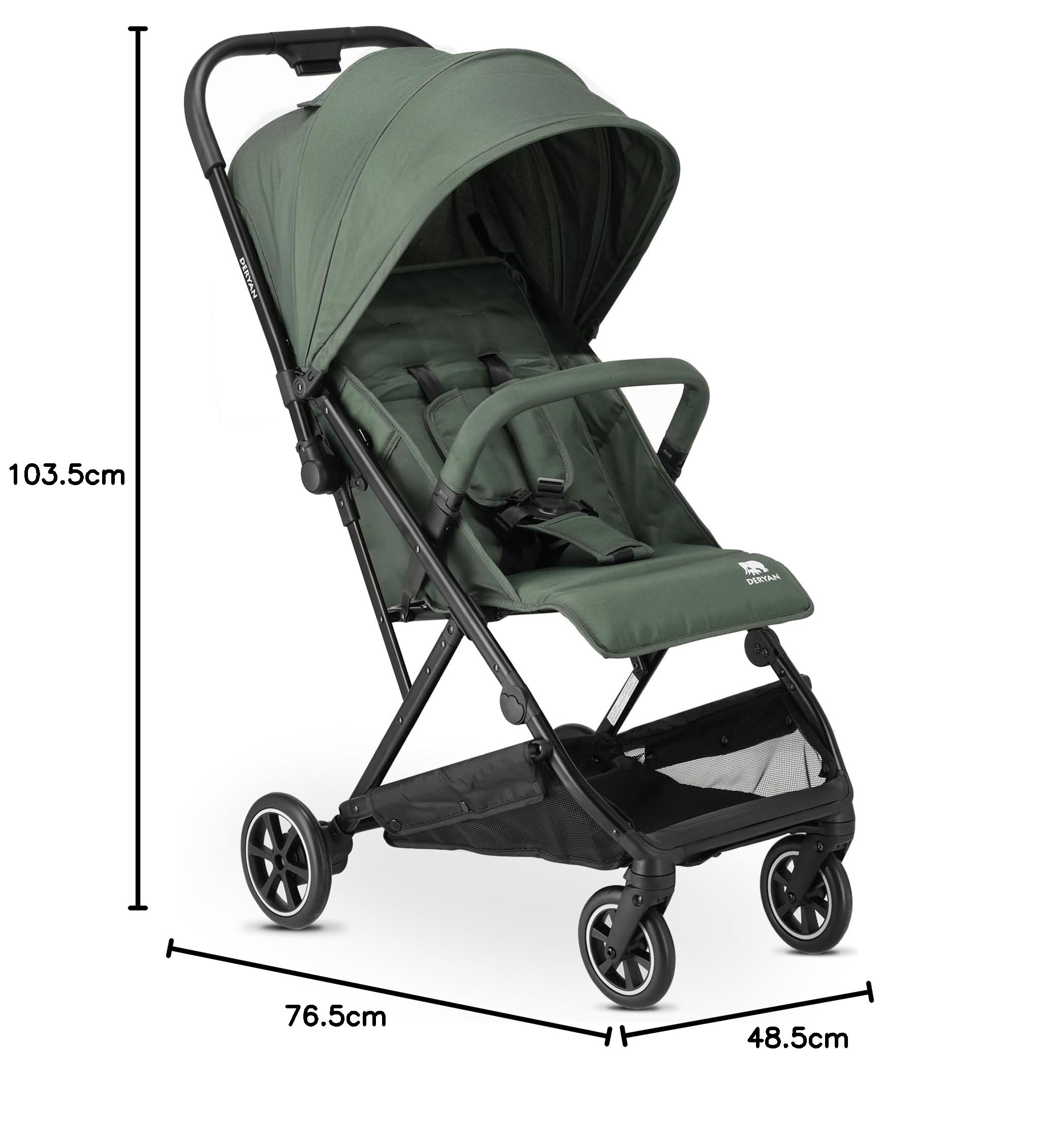 Deryan Easy2 Poussette Canne Bébé Légère Compacte 0-4 ans 7.8 kg Pliage une main UPF 50+ Vert
